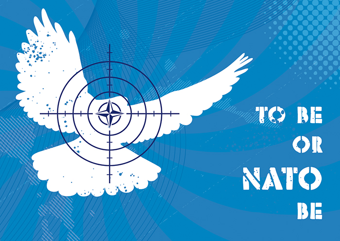 To be or NATO be sticker blue